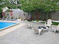 Pool Patio with Landscape Bed and Firepit